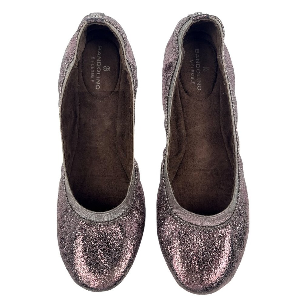 Bandolino Women's Edition Shiny Metallic Crackle Ballet Flats Slip On Size 9 M